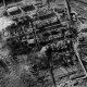 De verwoeste fabriek na het bombardement van 21 maart 1945 op de BRABAG in Böhlen