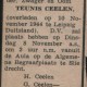 Overlijdensadvertentie Teunis Ceelen in de Merwestreek van 4 november 1949