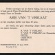 Rouwkaart Arie van t Verlaat, 19 juni 1945