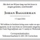 Overlijdensadvertentie Johan Baggerman in Altena Nieuws dd 12 mei 2016